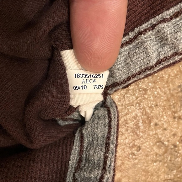 American Eagle Heavyweight Henley Sweater XL Maroon 100% Cotton - Picture 6 of 9